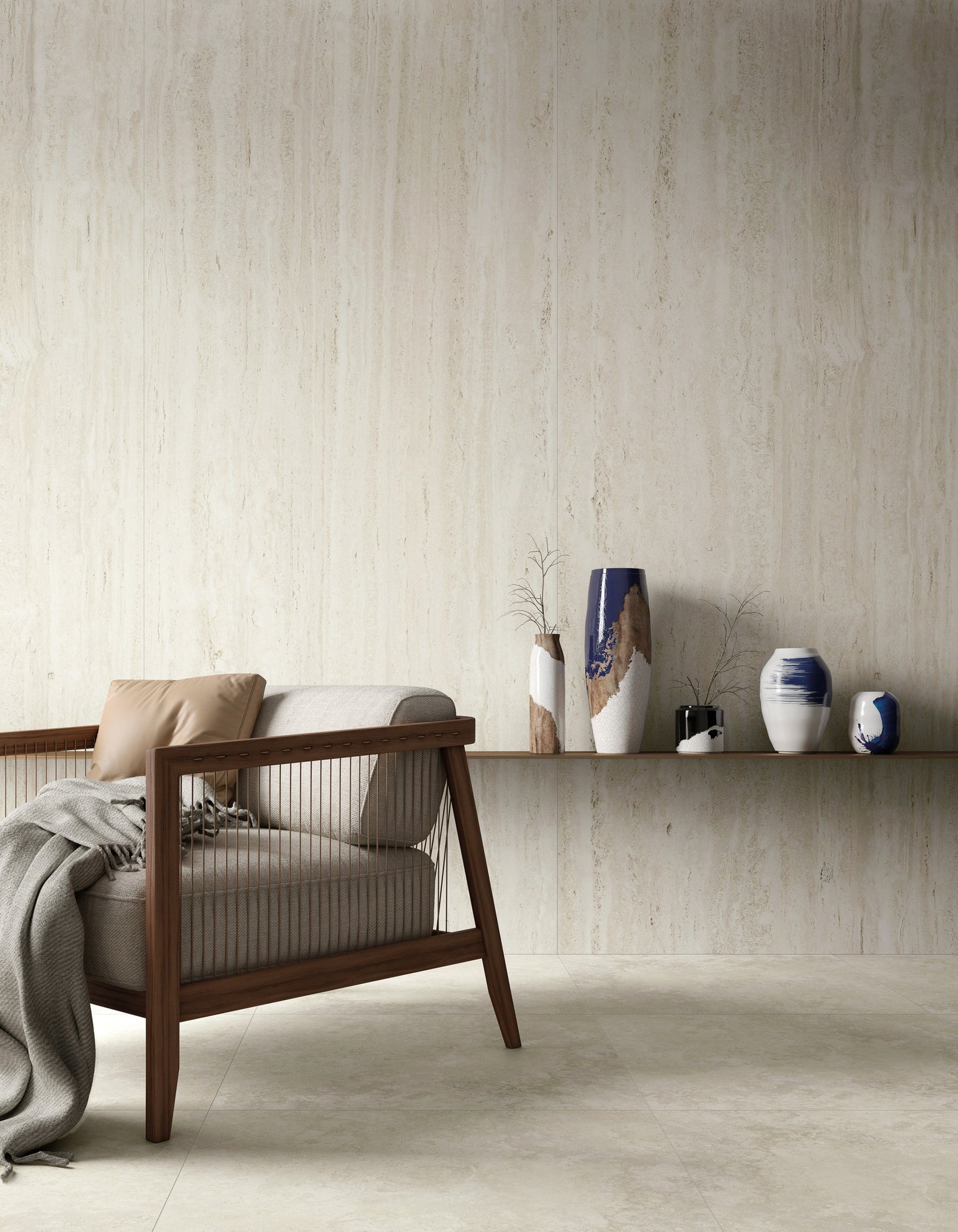 & Porcelanato Elysian Travertino Pearly EY10 Natural 60X120 9mm M2