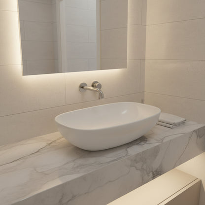 Lavamanos Sobreponer Nubes Rectangular Sin Rebose 60x38x16cm Blanco Mate