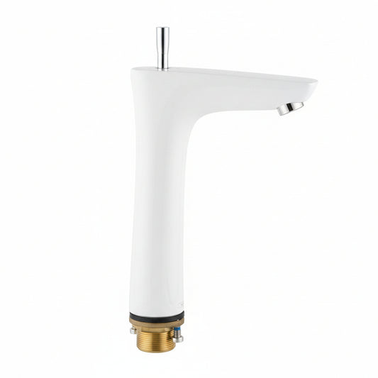 (DESC.) Griferia Lavamanos 20cm Con Sifon Push Open Puravida Blanco-Cromo
