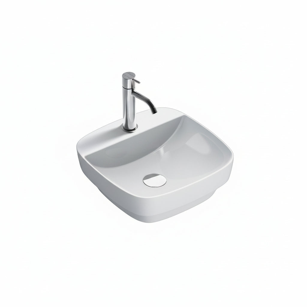 *** (DESC.) Lavamanos Semiempotrar Green Lux 42 x 42 cm Bl -Con Hueco